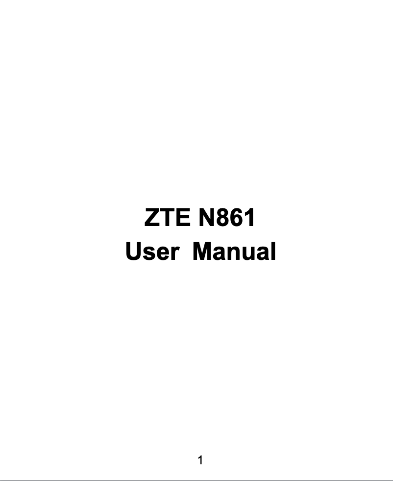 Page 1 de la notice Manuel utilisateur ZTE N-861