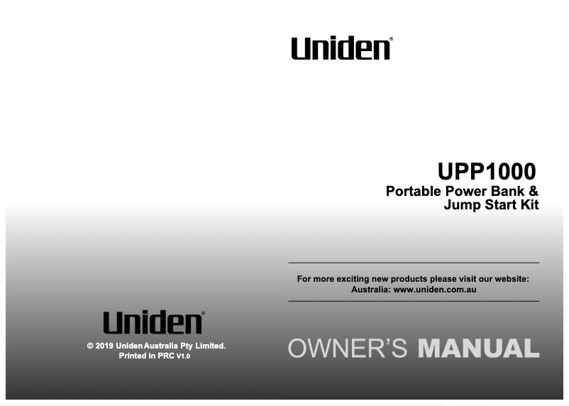 Page 1 de la notice Manuel utilisateur Uniden UPP 1000