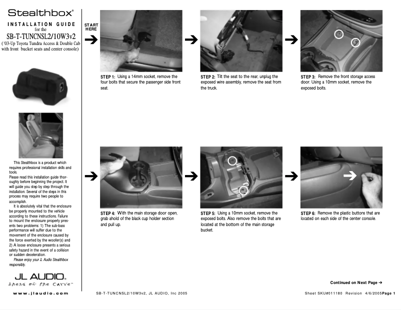 First page image of the manual for Stealthbox SB-T-TUNCNSL2/10W3v3