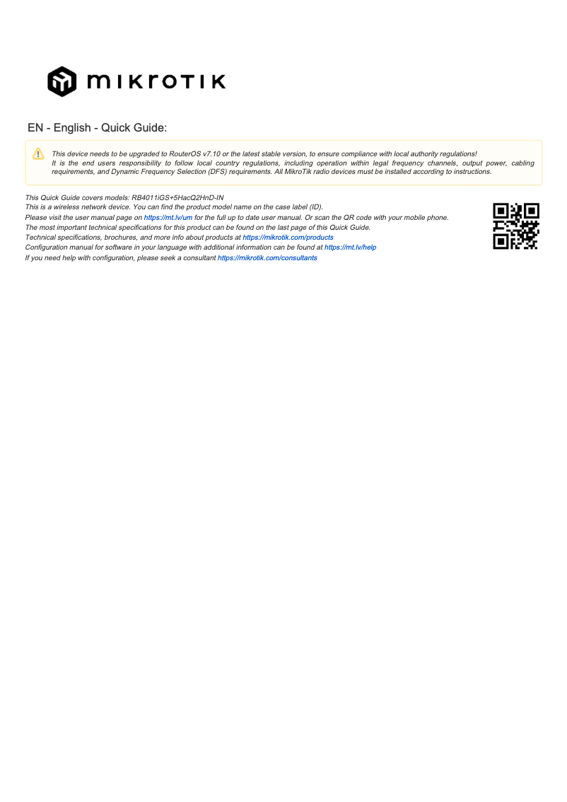 Image de la première page du manuel de l'appareil RB4011iGS+5HacQ2HnD-IN