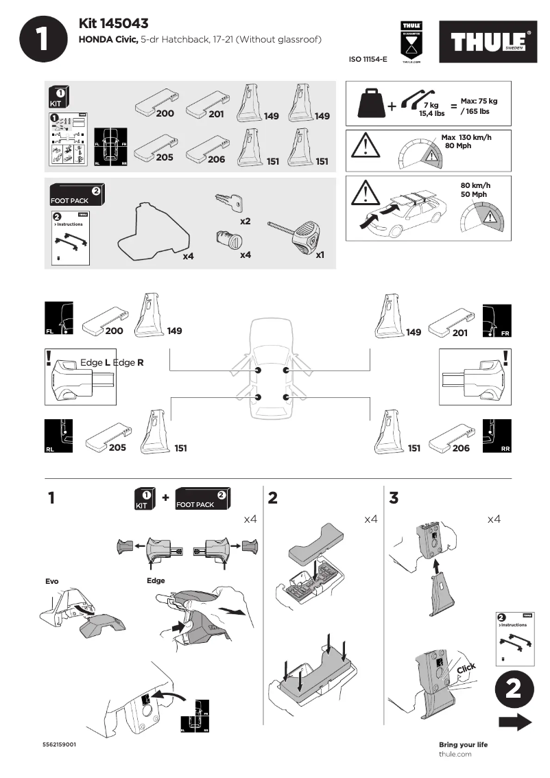 Page n°1 - Manuel utilisateur Thule Kit 145043