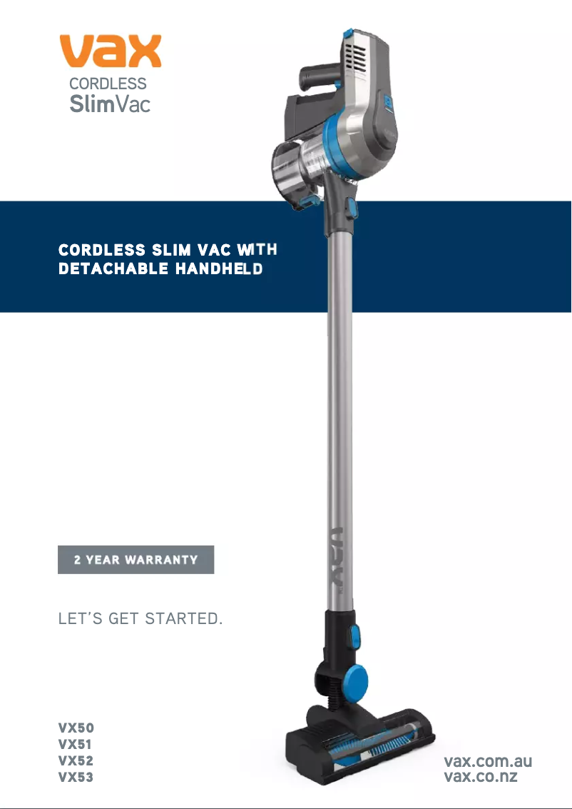 Page 1 de la notice Manuel utilisateur Vax Cordless SlimVac VX51