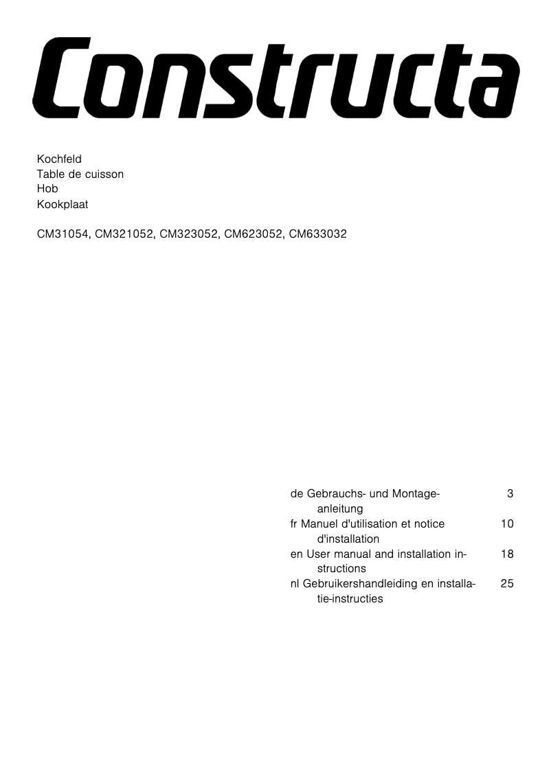 Page 1 de la notice Instructions / montage Constructa CM321052