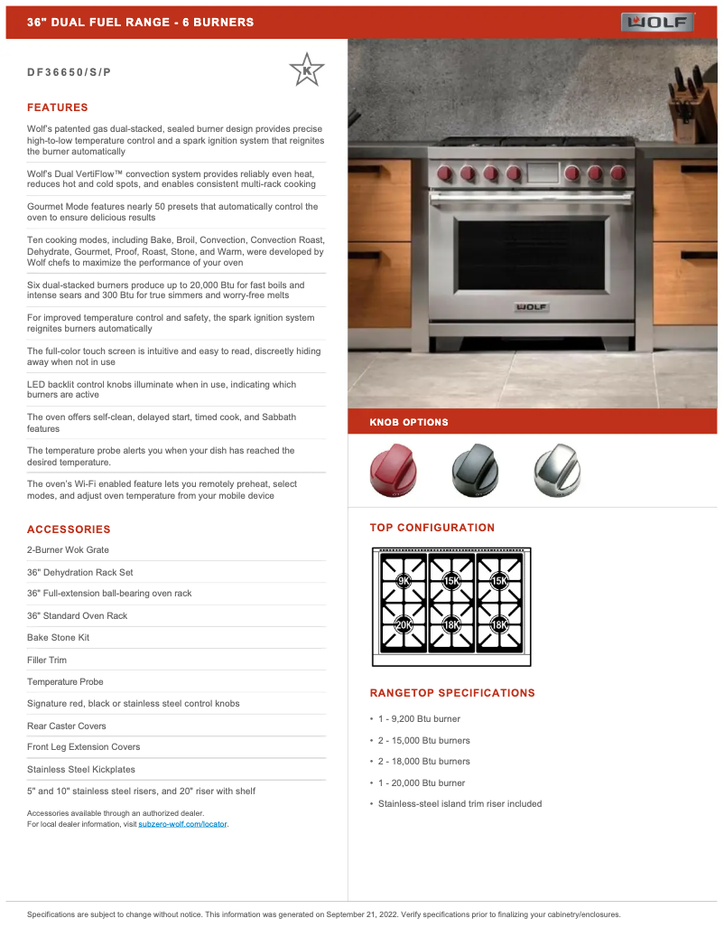 Page 1 de la notice Manuel utilisateur Wolf DF36650