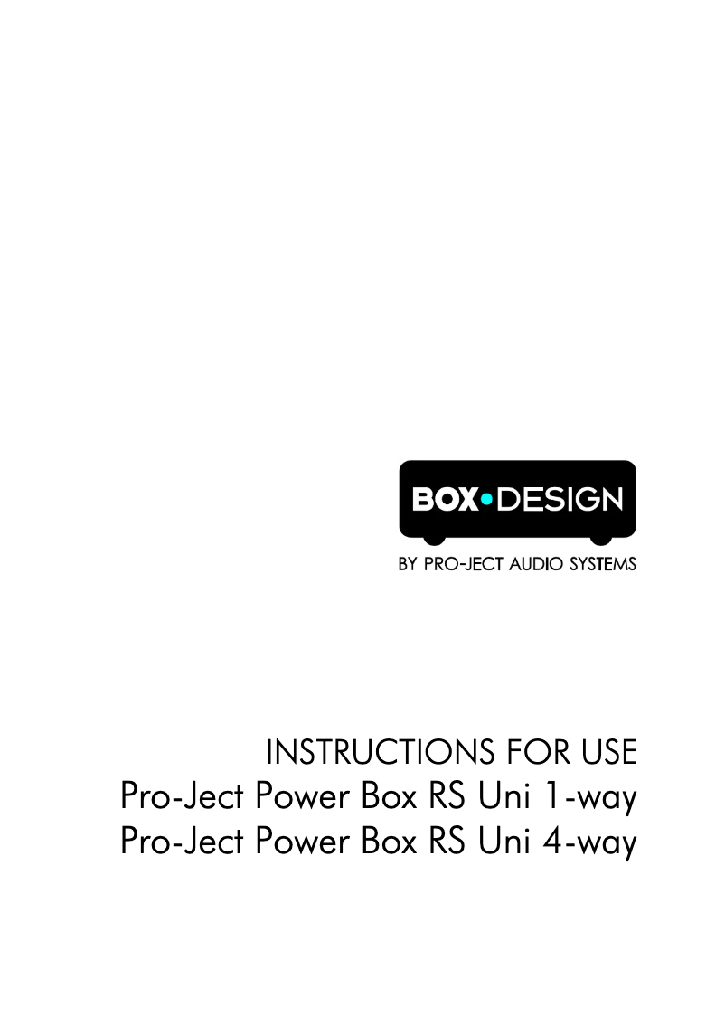 Page 1 de la notice Manuel utilisateur Pro-Ject Power Box RS
