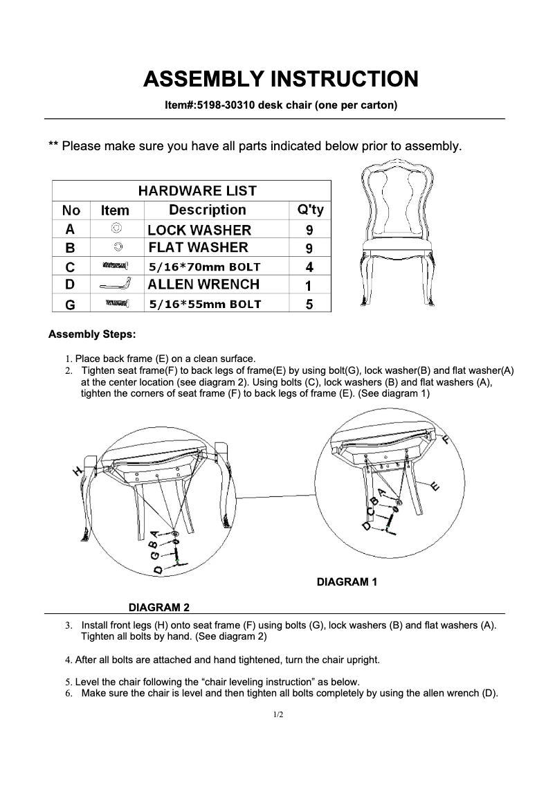 Page n°1 - Manuel utilisateur Hooker 5198-30310