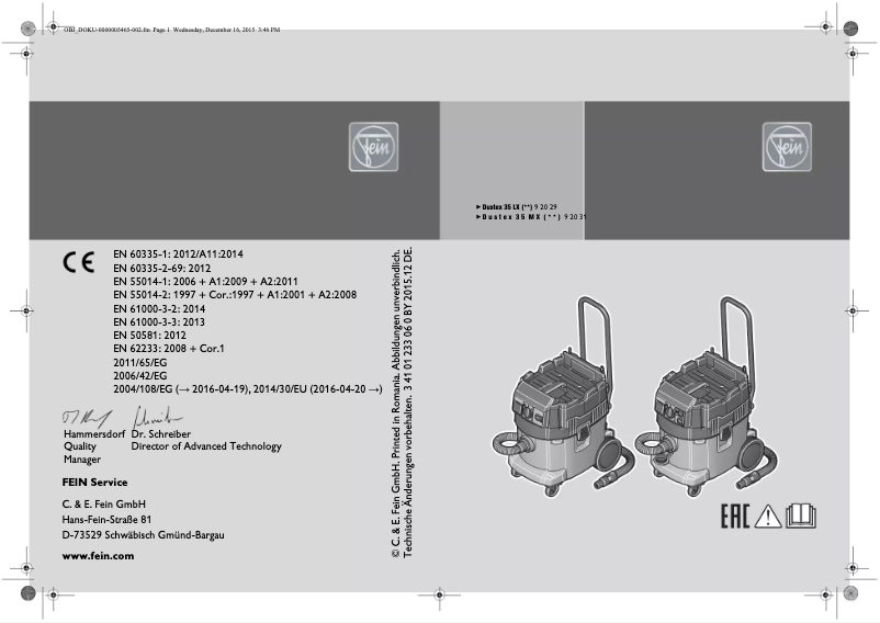 Image de la première page du manuel de l'appareil Dustex 35 MX