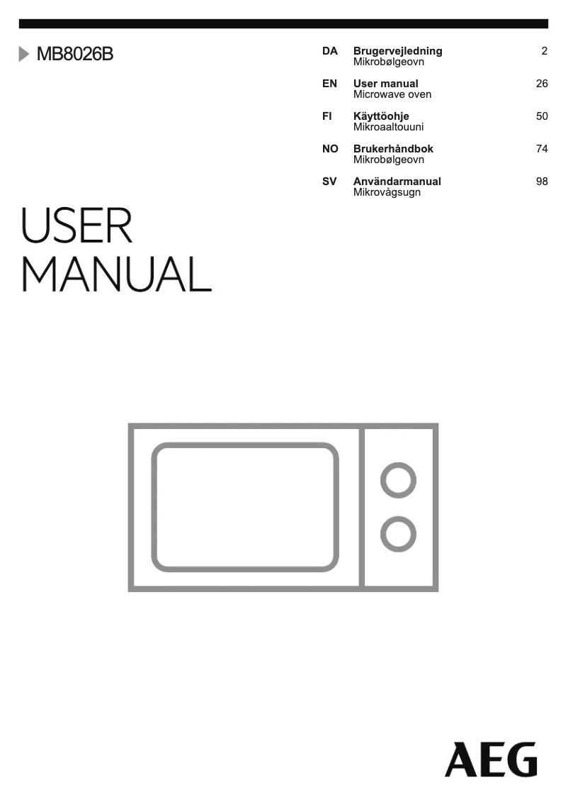 Page 1 de la notice Manuel utilisateur AEG MB8026B