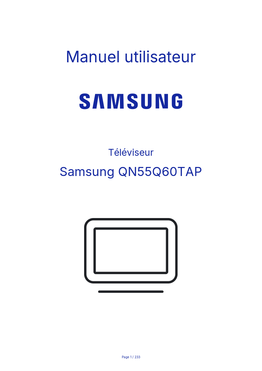 Page 1 de la notice Manuel utilisateur Samsung QN55Q60TAP