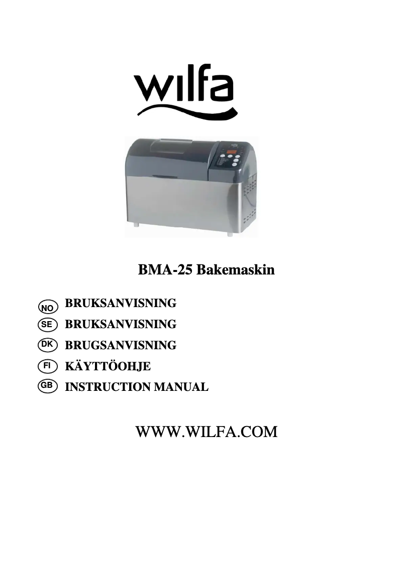 Page n°1 - Manuel utilisateur Wilfa BMA-25S