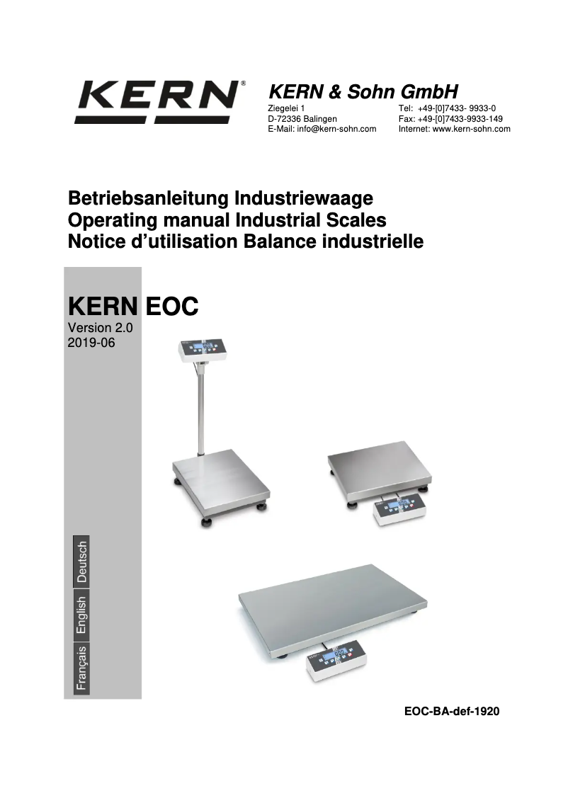 Image de la première page du manuel de l'appareil EOC 60K-2L