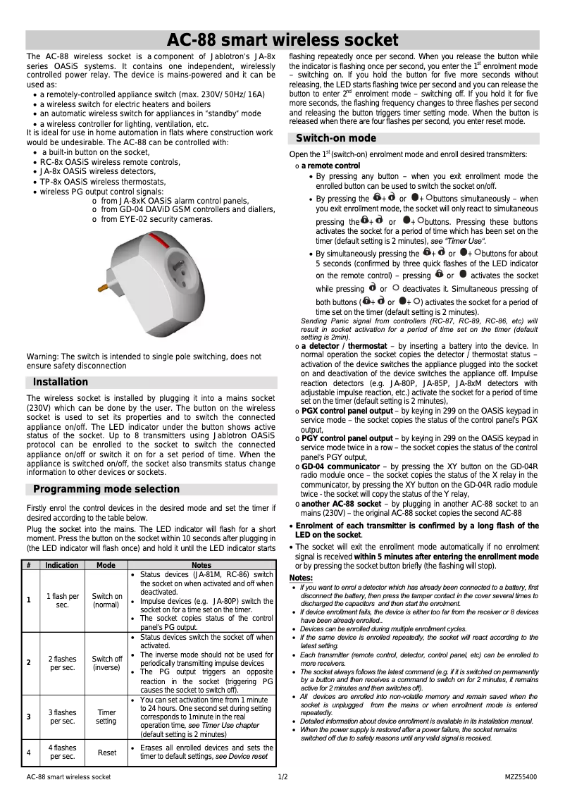 Page 1 de la notice Manuel utilisateur Joblotron AC-88