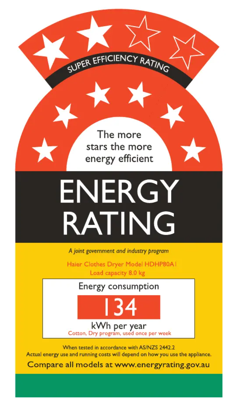 Page 1 de la notice Label énergétique Haier HDHP80A1