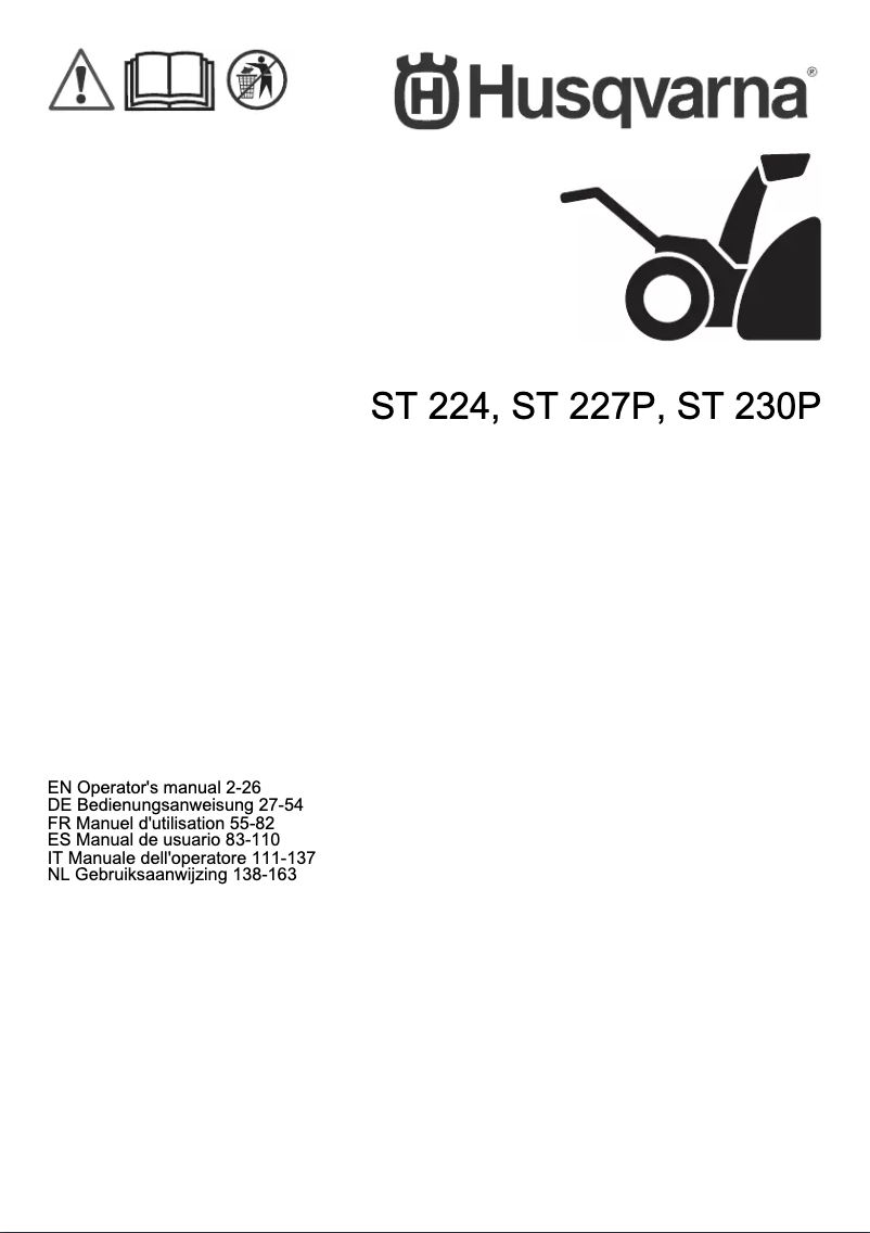 Página 1 del manual Manual de usuario Husqvarna ST 224