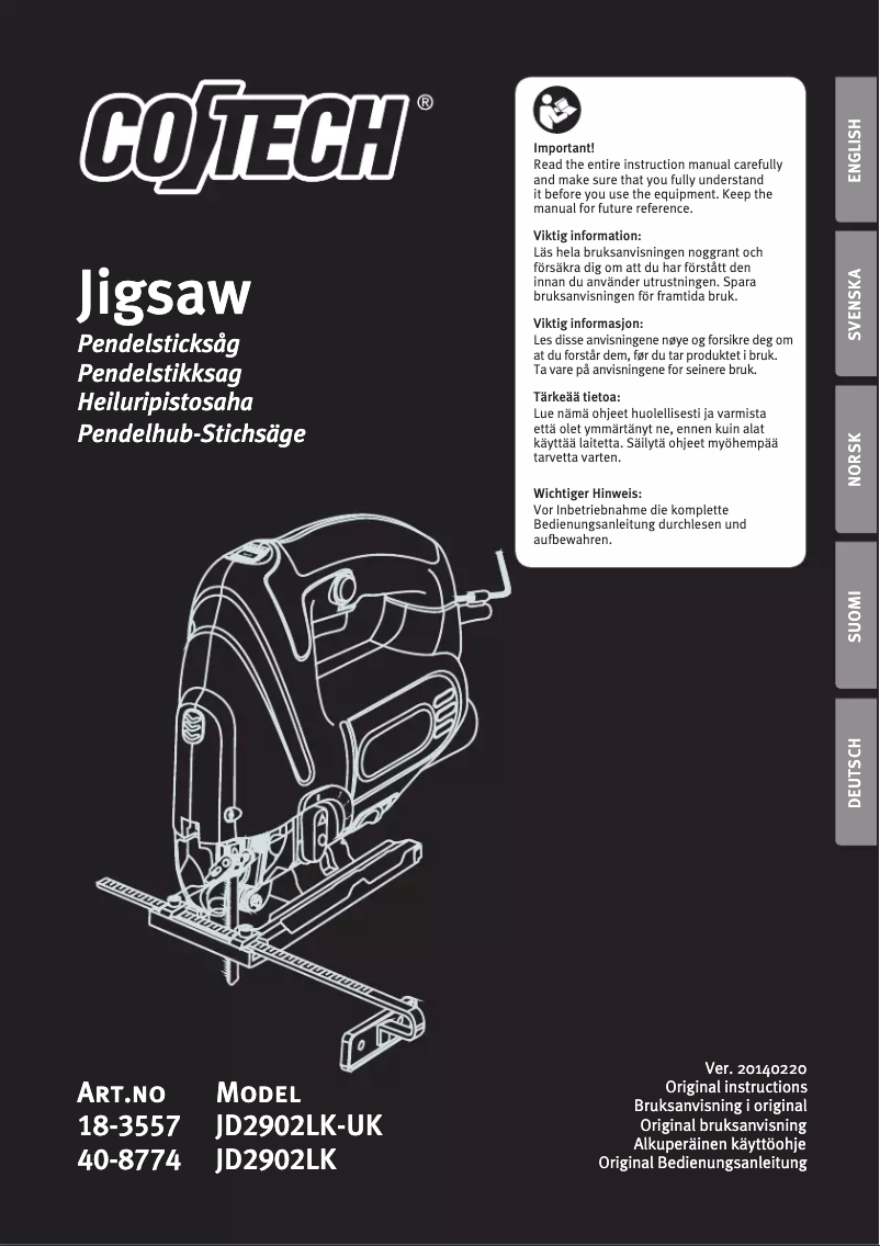 Page 1 of the manual User Manual Cotech JD2902LK