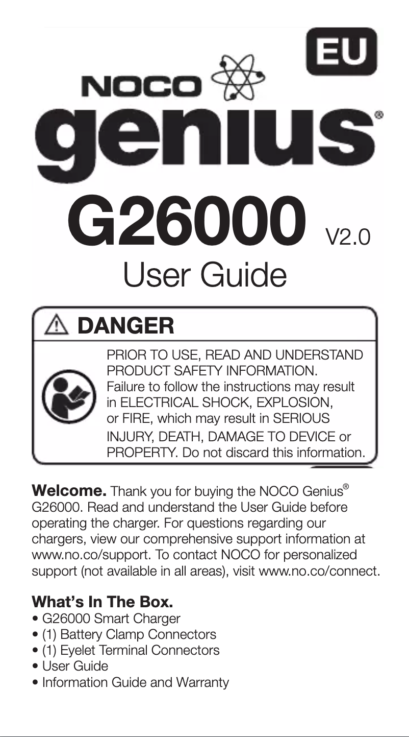 Page 1 de la notice Manuel utilisateur NOCO Genius G26000