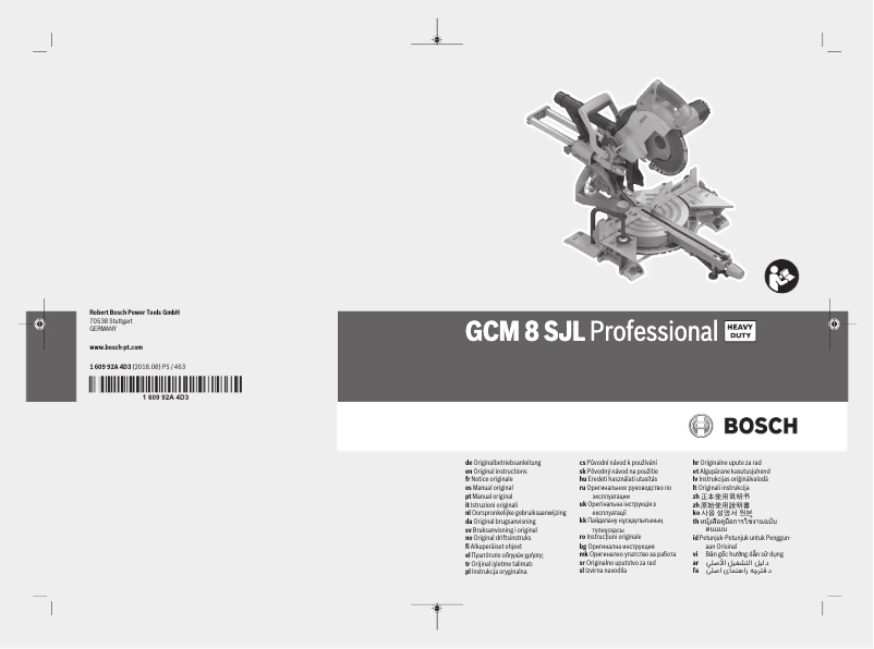 Page 1 de la notice Manuel utilisateur Bosch GCM 8 SJL