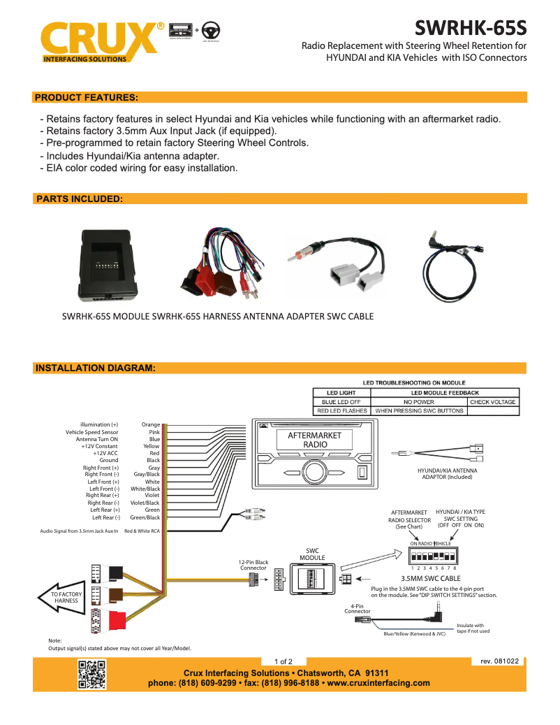 Page n°1 - Manuel utilisateur CRUX SWRHK-65S