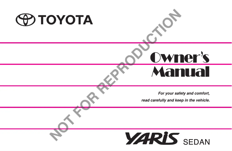 Page 1 de la notice Manuel utilisateur Toyota Yaris Sedan (2014)