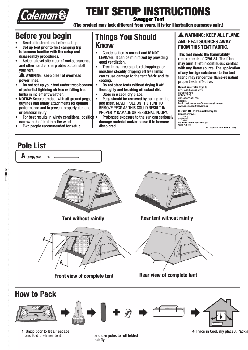 Page 1 of the manual User Manual Coleman Instant Swagger 3P
