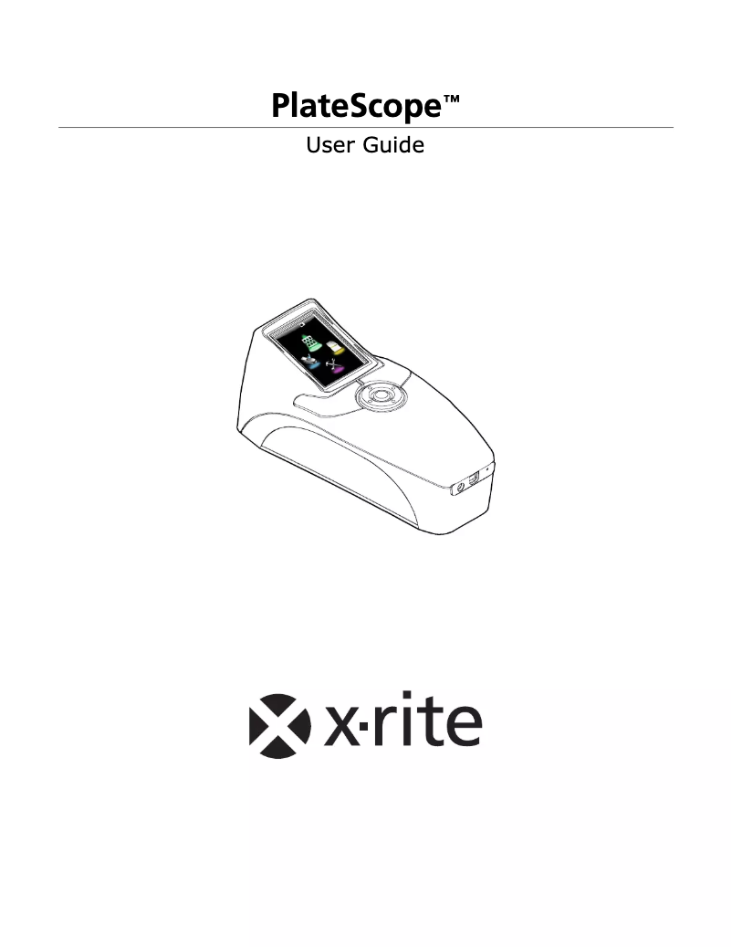 Page n°1 - Manuel utilisateur X-Rite PlateScope