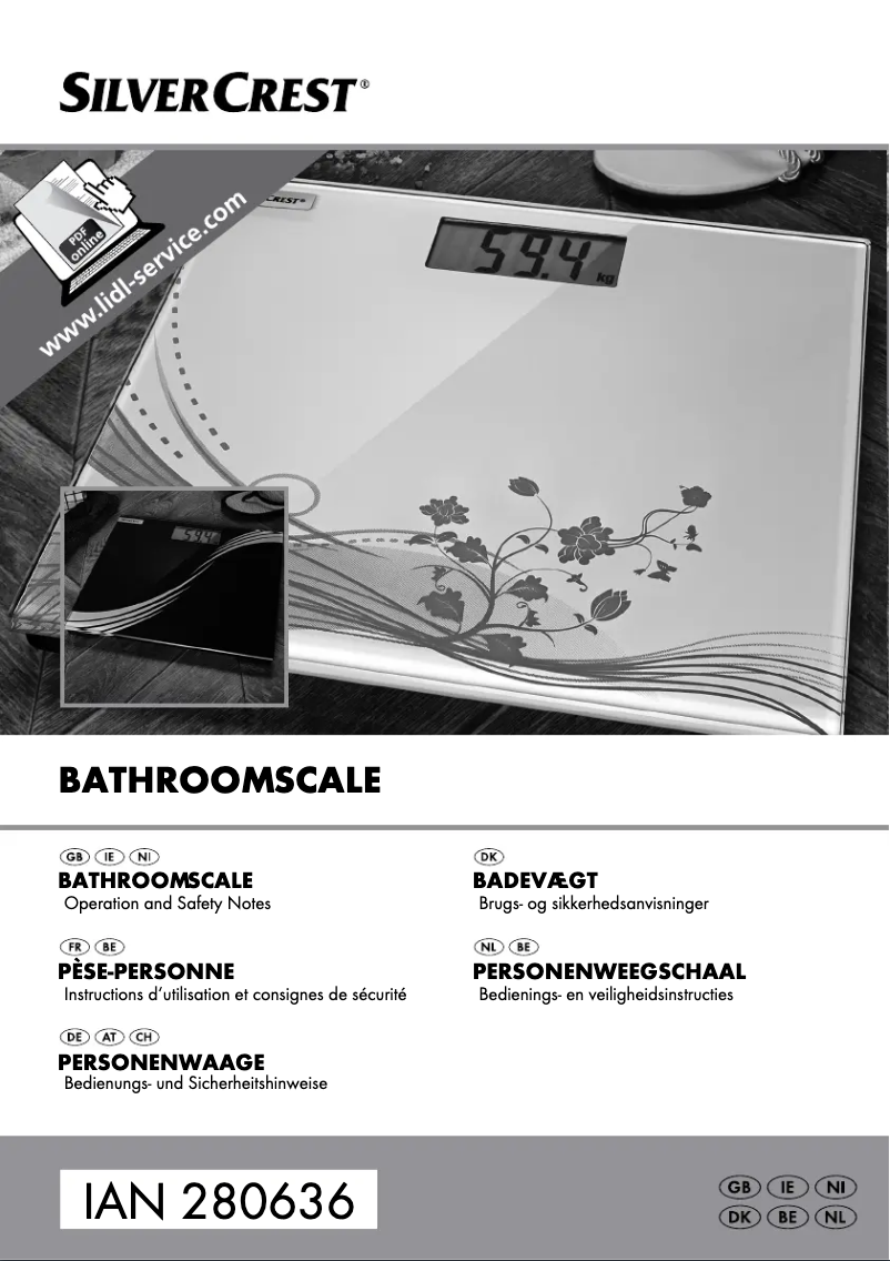 Page n°1 - Manuel utilisateur SilverCrest IAN 280636