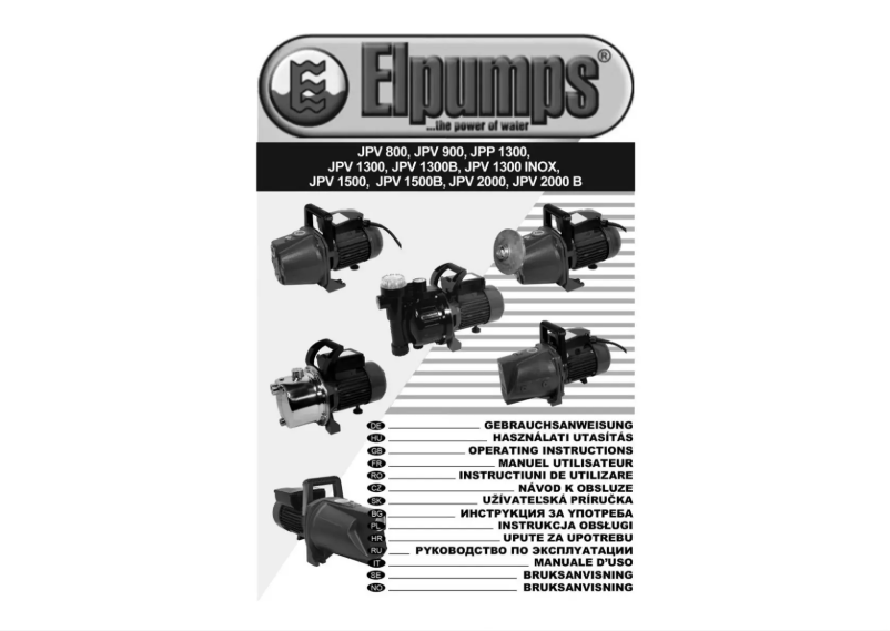 Page n°1 - Manuel utilisateur Elpumps JPV 1300B