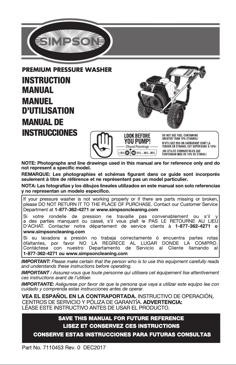 Page 1 de la notice Manuel utilisateur Simpson Megashot MSH3224-S