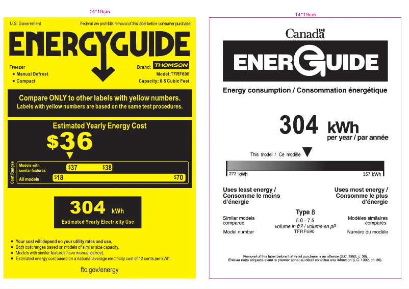 Page n°1 - Label énergétique Thomson TFRF690