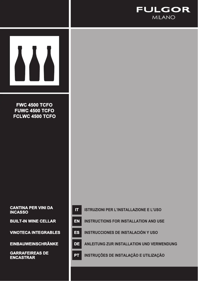 Page n°1 - Manuel utilisateur Fulgor Milano FCLWC 4500 TC FO BK