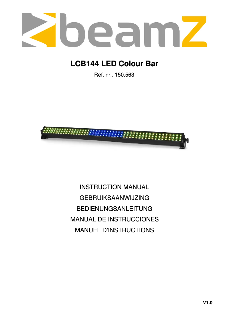 Page n°1 - Manuel utilisateur BeamZ LCB144