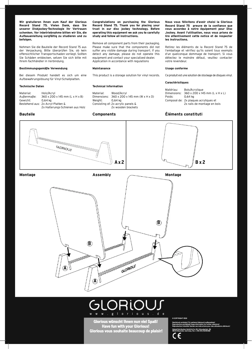 Página 1 del manual Manual de usuario Glorious Record Stand 75