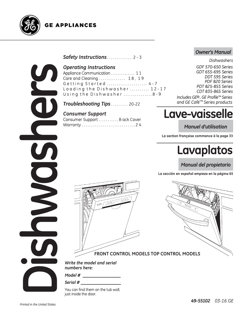 Image de la première page du manuel de l'appareil PDF820SGJWW