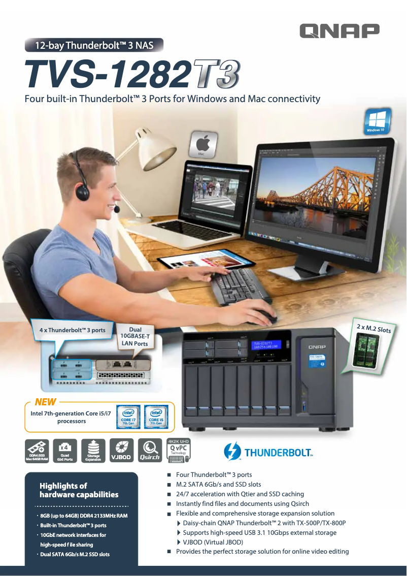 Page 1 de la notice Fiche technique QNAP TVS-1282T3