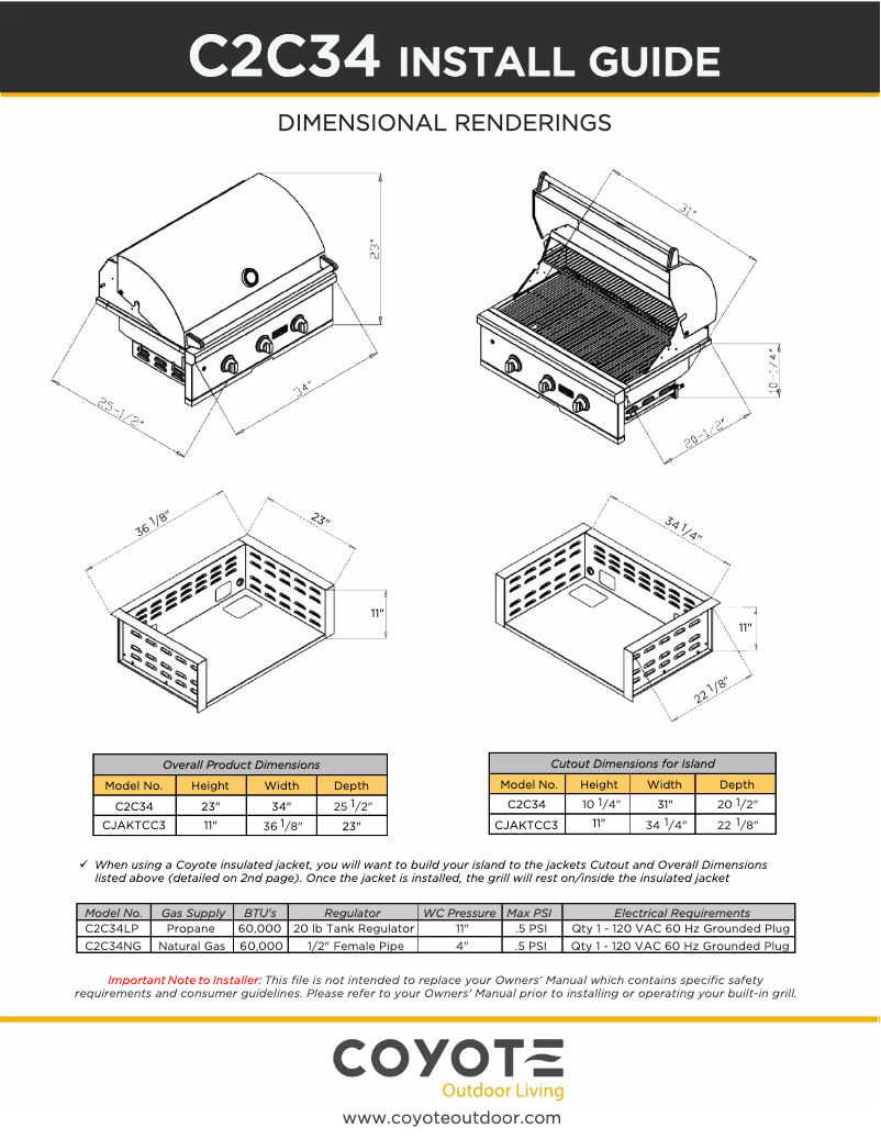 Page 1 de la notice Guide d'installation Coyote C2C34NG