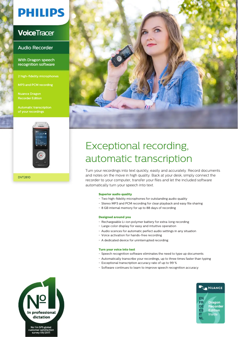 Image de la première page du manuel de l'appareil Voice Tracer DVT2810