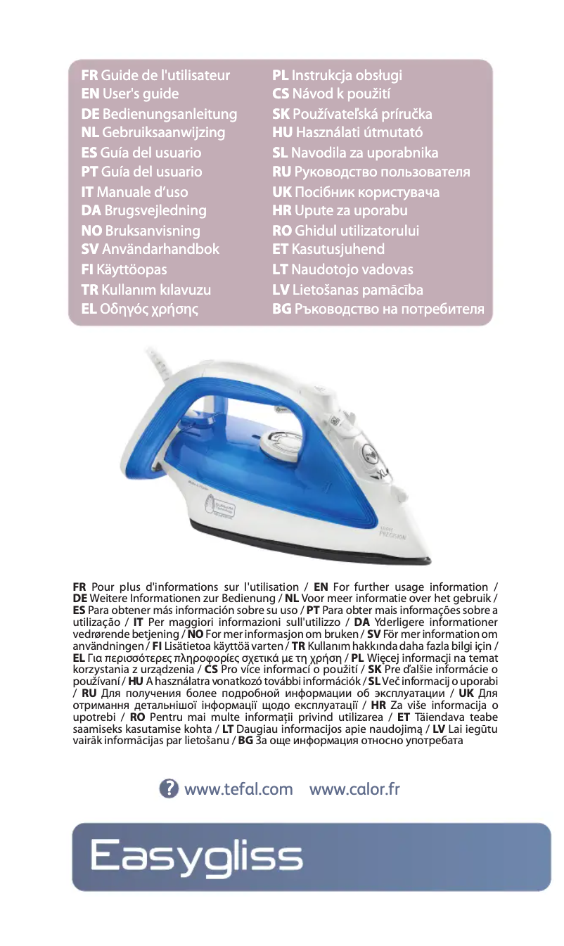Page 1 de la notice Manuel utilisateur Tefal EasyGliss FV3912