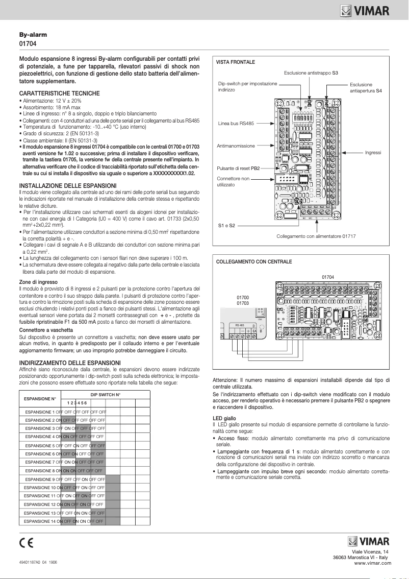 Page n°1 - Instructions / montage Vimar 01704