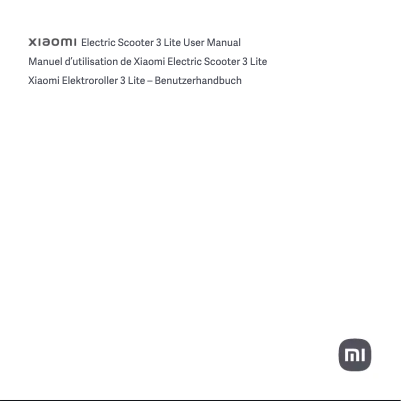Page 1 de la notice Manuel utilisateur Xiaomi Electric Scooter 3 Lite