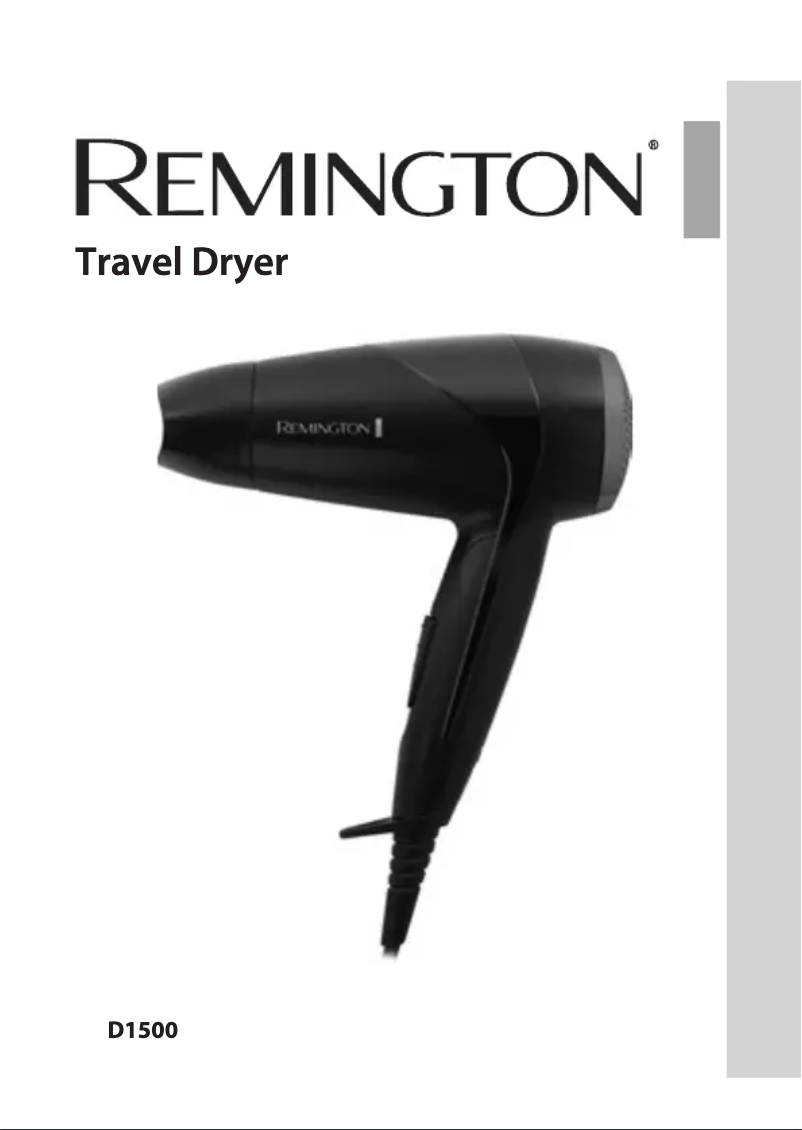 Page n°1 - Manuel utilisateur Remington On the Go Compact Dryer 2000 D1500
