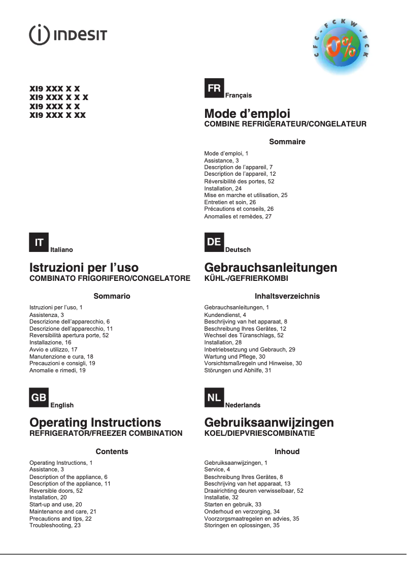 Image de la première page du manuel de l'appareil XI9 T2O X MB