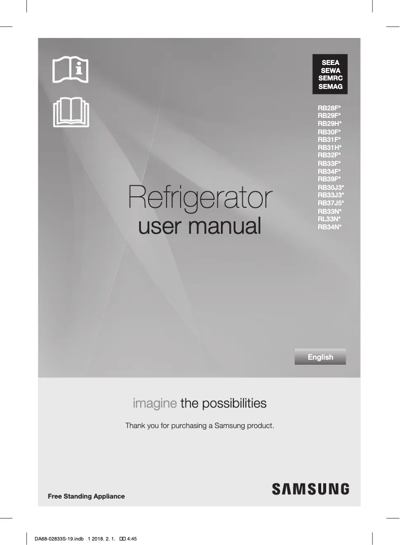 Page 1 de la notice Manuel utilisateur Samsung RB31FSRNDSA