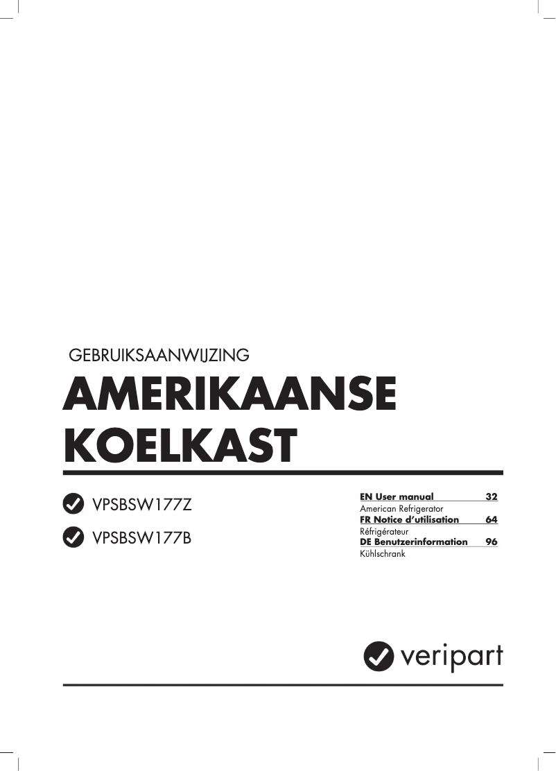 Page n°1 - Manuel utilisateur Veripart VPSBSW177B