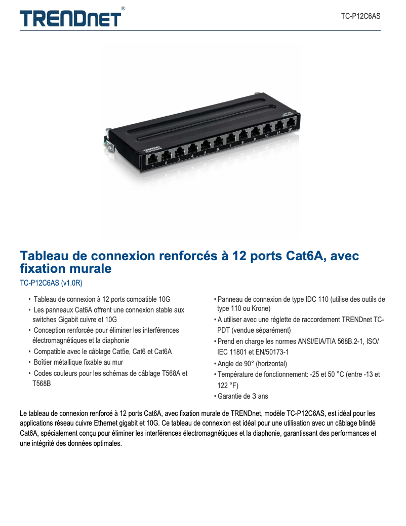 Page n°1 - Fiche technique TRENDnet TC-P12C6AS