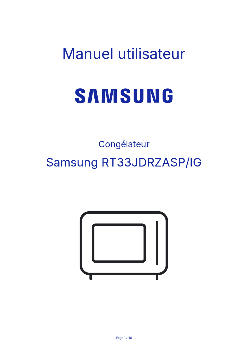 Page n°1 - Manuel utilisateur Samsung RT33JDRZASP/IG