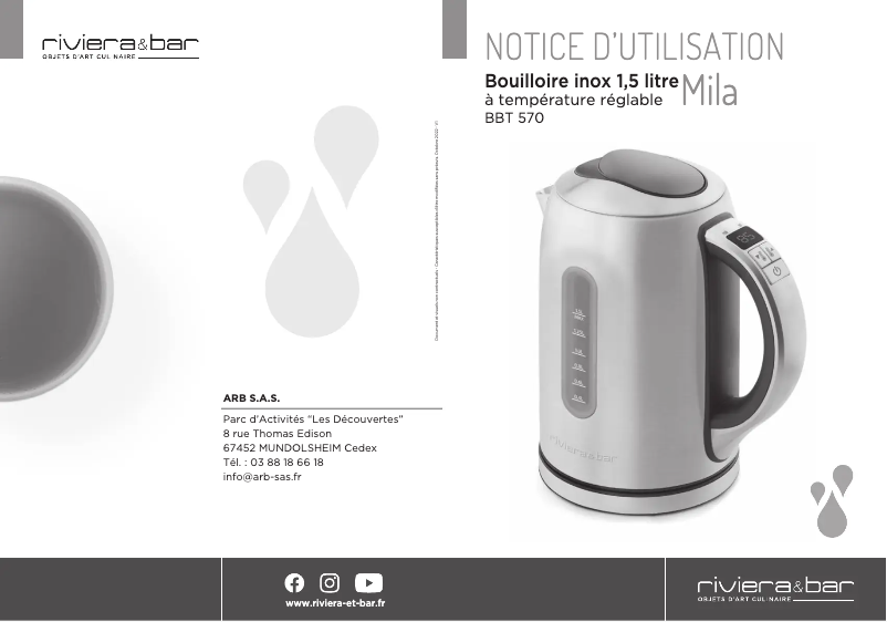 Page 1 de la notice Manuel utilisateur Riviera & Bar BBT570