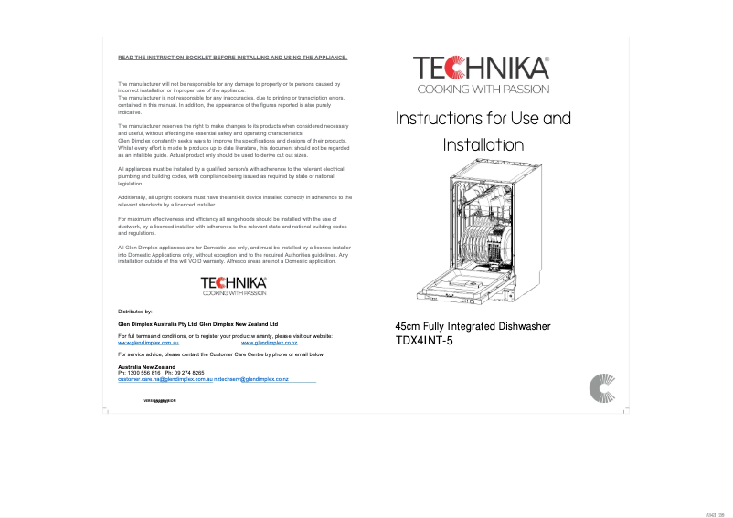 Page 1 de la notice Manuel utilisateur Technika TDX4INT-5