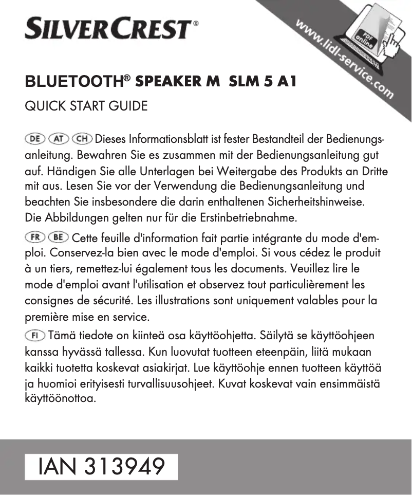 Page n°1 - Manuel utilisateur SilverCrest SLM 5 A1