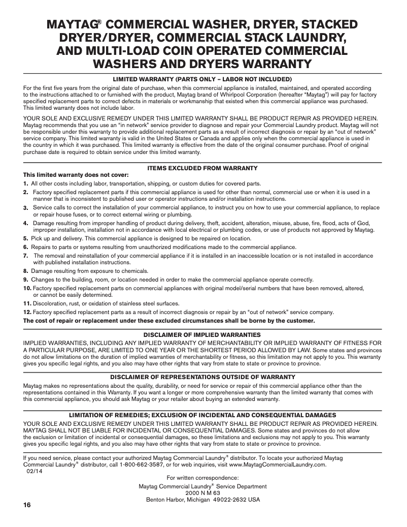 Page n°1 - Mode d'emploi Maytag MHN33PD