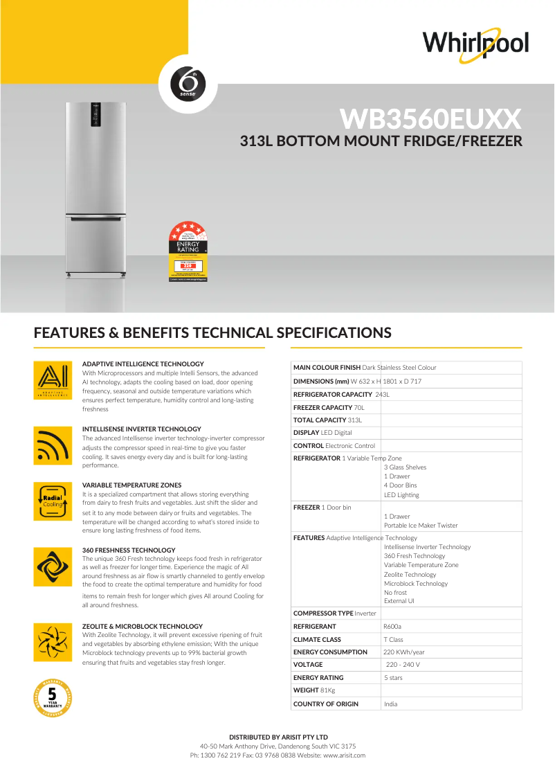 Image de la première page du manuel de l'appareil WB3560EUXX